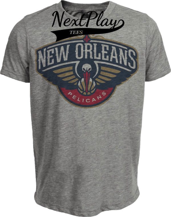 New Orleans Pelicans Retro Basketball Classic Artwork Heather Gray Sublimated T-Shirt