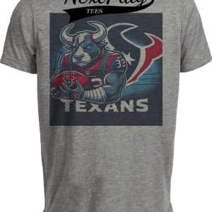 Houston Texans Exclusive Retro Football Artwork Heather Gray Sublimated T-Shirt