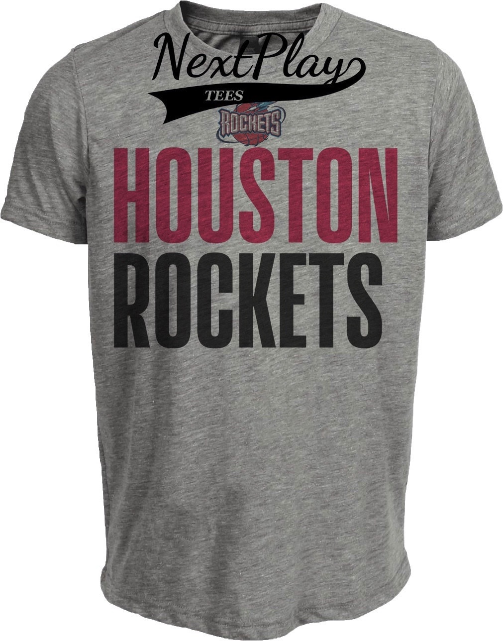 Houston Rockets Retro Basketball 1995 Artwork Heather Gray Sublimated T-Shirt