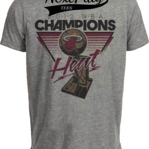 Miami Heat Retro Basketball Champs 2012 Artwork Heather Gray Sublimated T-Shirt