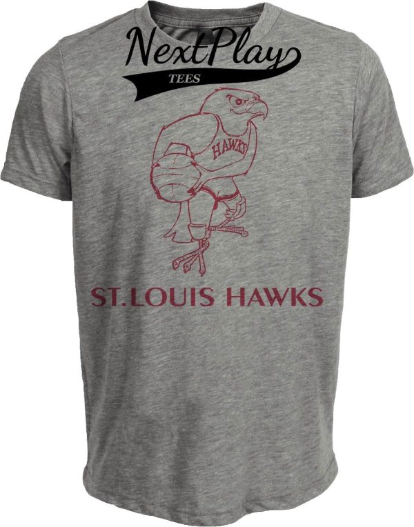Atlanta St. Louis Hawks Retro Basketball 1965 Basketball Mascot Artwork Heather Gray Sublimated T-Shirt