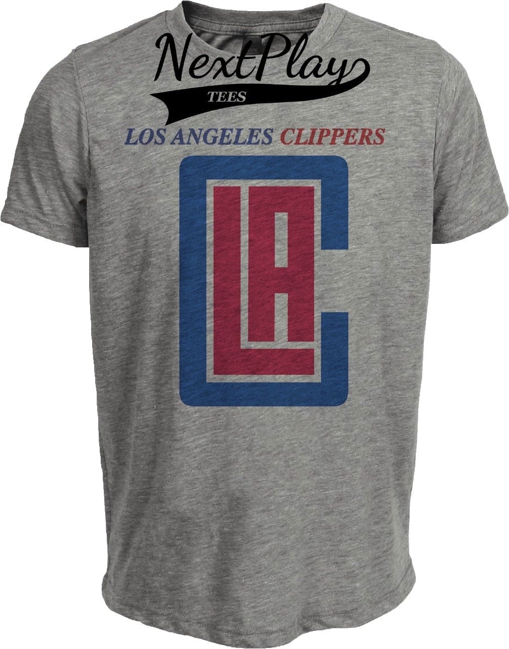 Los Angeles Clippers Retro Basketball Bold Artwork Heather Gray Sublimated T-Shirt