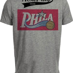 Philadelphia 76ers Retro Basketball 2002 Artwork Heather Gray Sublimated T-Shirt
