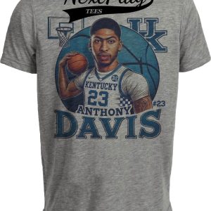 Kentucky Wildcats Anthony Davis Exclusive Retro Basketball Artwork Heather Gray Sublimated T-Shirt
