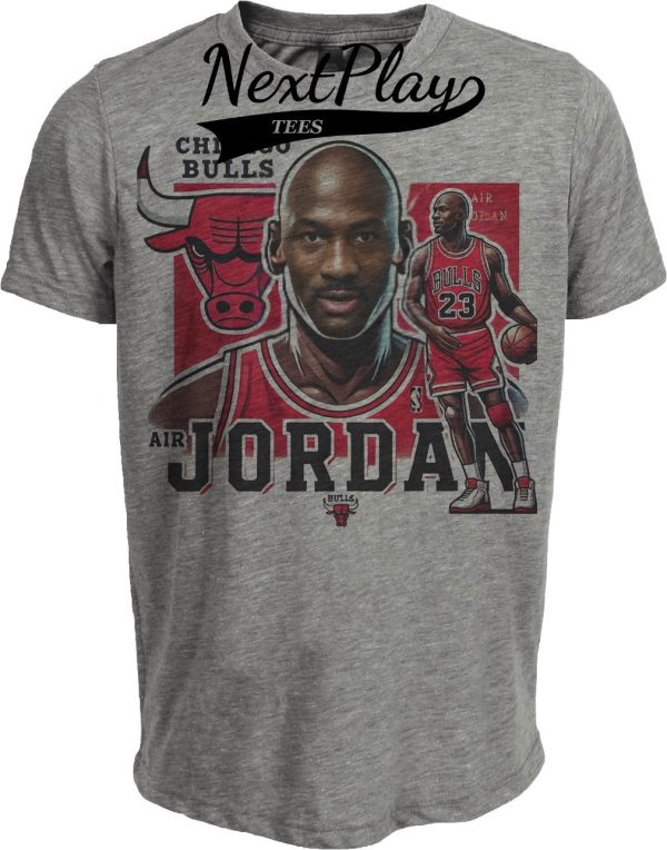 Chicago Bulls Michael Jordan Exclusive Retro Basketball 1989 Artwork Heather Gray Sublimated T-Shirt