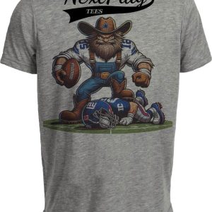 Dallas Cowboys vs. New York Giants Exclusive Retro Rivalries Football Artwork Heather Gray Sublimated T-Shirt