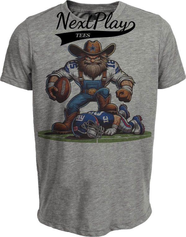 Dallas Cowboys vs. New York Giants Exclusive Retro Rivalries Football Artwork Heather Gray Sublimated T-Shirt