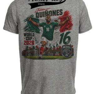Mexico Julian Quinones World Cup Soccer Caricature Gray Sublimated T-Shirtk