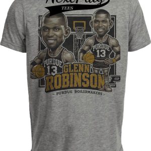 Purdue Boilermakers Glenn Robinson Exclusive Retro Basketball 1993 Artwork Heather Gray Sublimated T-Shirt