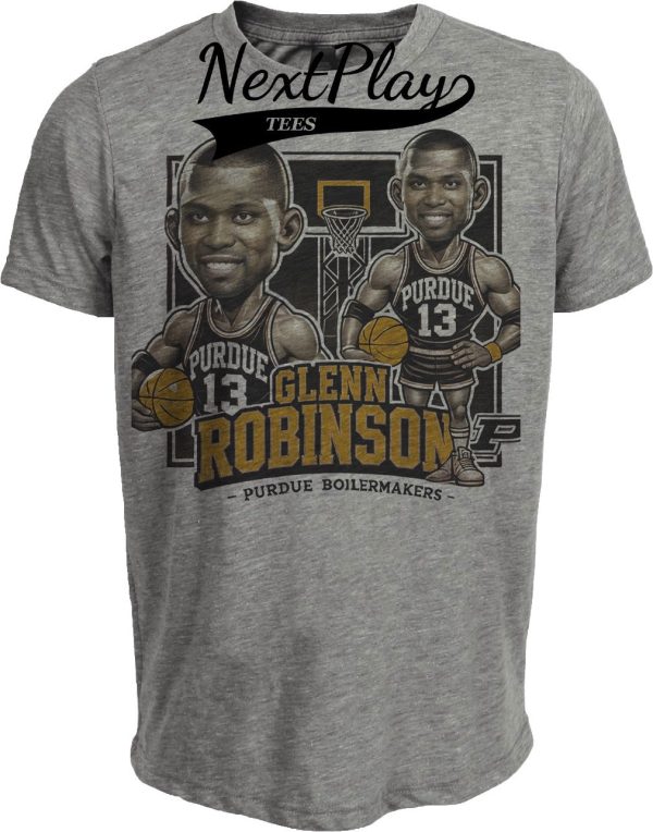 Purdue Boilermakers Glenn Robinson Exclusive Retro Basketball 1993 Artwork Heather Gray Sublimated T-Shirt