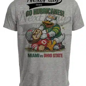 Miami Hurricanes vs. Ohio State Buckeyes Retro Rivals Football Choke Artwork Heather Gray Sublimated T-Shirt