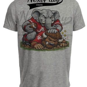 Alabama Crimson Tide vs. Indiana Hoosiers Playoffs Retro Rivalries Football Artwork Heather Gray Sublimated T-Shirt