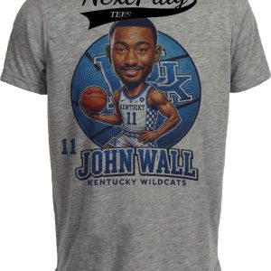 Kentucky Wildcats John Wall Exclusive Retro Basketball Artwork Heather Gray Sublimated T-Shirt