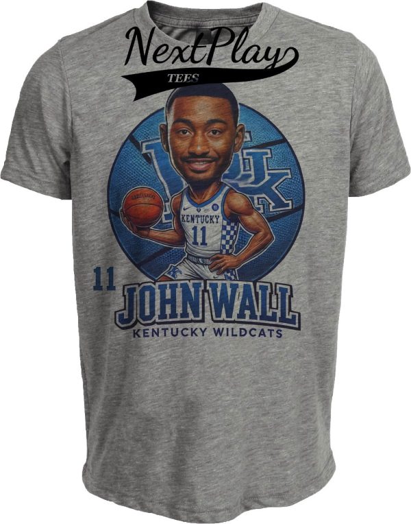 Kentucky Wildcats John Wall Exclusive Retro Basketball Artwork Heather Gray Sublimated T-Shirt