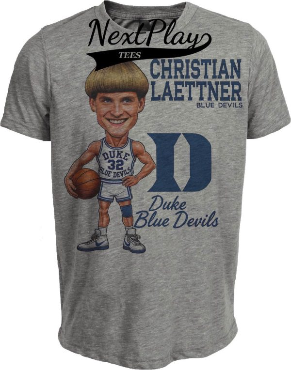 Duke Blue Devils Christian Laettner Exclusive Retro Historic Heroes Basketball 1992 Artwork Heather Gray Sublimated T-Shirt
