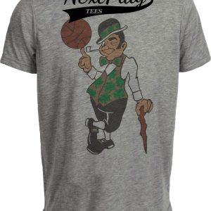 Boston Celtics Retro Basketball Mascot 1950 Artwork Heather Gray Sublimated T-Shirt