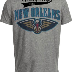 New Orleans Pelicans Retro Basketball Teal Artwork Heather Gray Sublimated T-Shirt