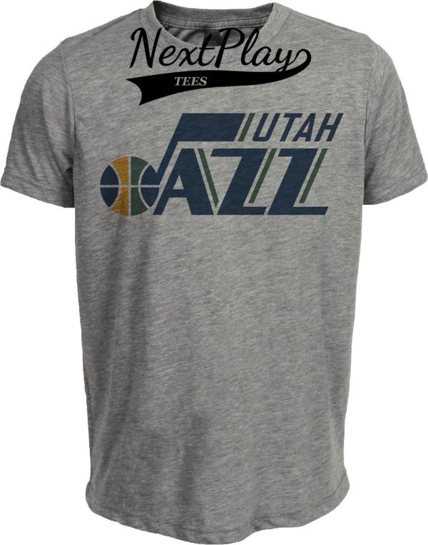 Utah Jazz Retro Basketball 1984 Artwork Heather Gray Sublimated T-Shirt