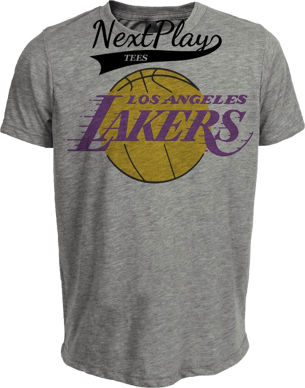 Los Angeles Lakers Retro Basketball 1972 Artwork Heather Gray Sublimated T-Shirt
