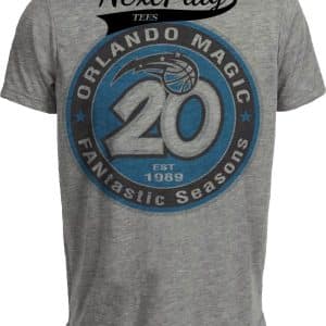 Orlando Magic Retro Basketball 20th Anniversary Artwork Heather Gray Sublimated T-Shirt