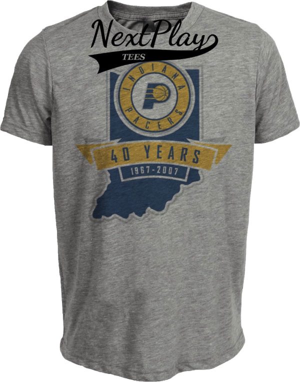 Indiana Pacers Retro Basketball State Artwork Heather Gray Sublimated T-Shirt