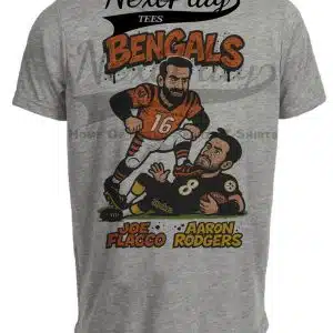 Cincinnati Bengals Joe Flacco vs. Pittsburgh Steelers Aaron Rodgers Exclusive Retro Rivalries Football Artwork Heather Gray Sublimated T-Shirt