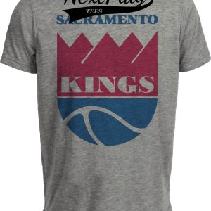 Sacramento Kings Retro Basketball 1985 Artwork Heather Gray Sublimated T-Shirt