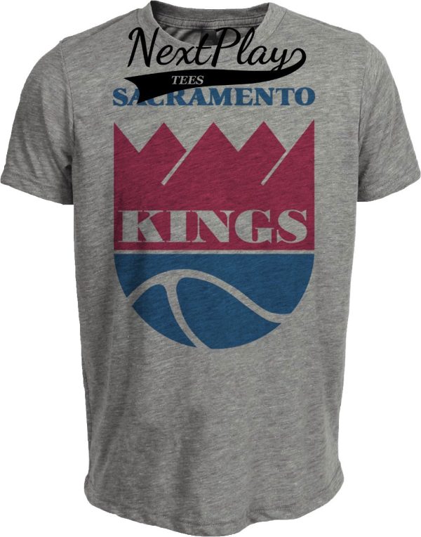 Sacramento Kings Retro Basketball 1985 Artwork Heather Gray Sublimated T-Shirt