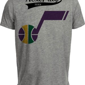 Utah Jazz Retro Basketball 1981 Artwork Heather Gray Sublimated T-Shirt