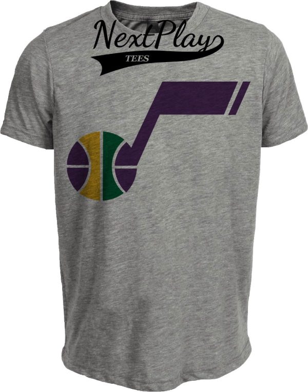 Utah Jazz Retro Basketball 1981 Artwork Heather Gray Sublimated T-Shirt
