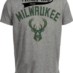 Milwaukee Bucks Retro Basketball Antlers Artwork Heather Gray Sublimated T-Shirt