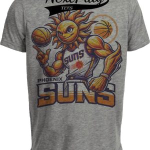 Phoenix Suns Exclusive Retro Basketball Mascot Artwork Heather Gray Sublimated T-Shirt