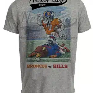 Denver Broncos vs. Buffalo Bills Rivals Football Gray Sublimated T-Shirt