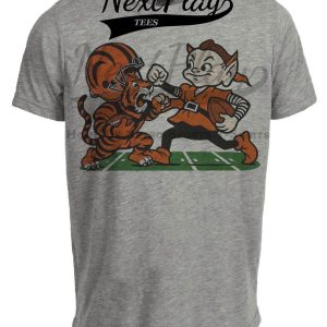 Cleveland Browns vs. Cincinnati Bengals Exclusive Retro Rivalries Football Artwork Heather Gray Sublimated T-Shirt