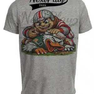 Ohio State Buckeyes vs. Miami Hurricanes Playoffs Retro Rivalries Football Artwork Heather Gray Sublimated T-Shirt
