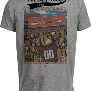 Cleveland Browns Exclusive Retro Football 75th Anniversary Artwork Heather Gray Sublimated T-Shirt