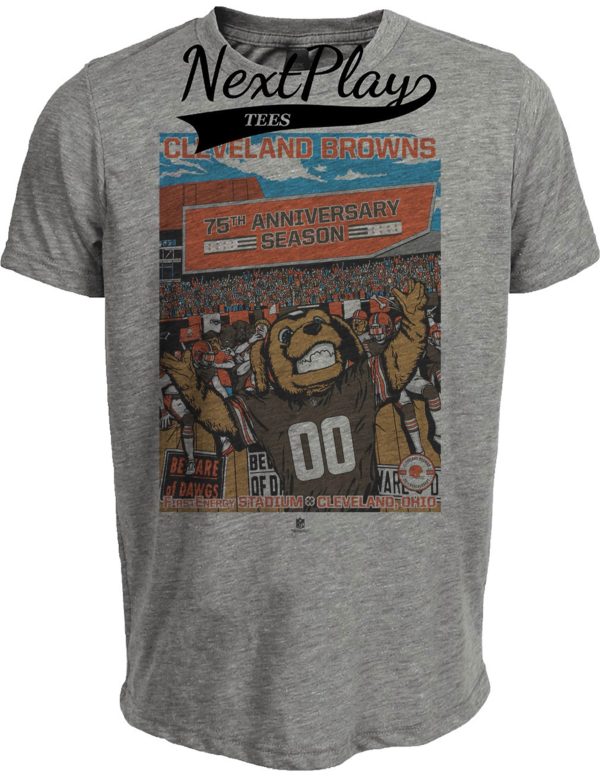 Cleveland Browns Exclusive Retro Football 75th Anniversary Artwork Heather Gray Sublimated T-Shirt