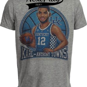 Kentucky Wildcats Karl Anthony Towns Exclusive Retro Basketball Artwork Heather Gray Sublimated T-Shirt