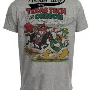 Texas Tech Red Raiders vs. Oregon Ducks Retro Rivalries Football Artwork Heather Gray Sublimated T-Shirt