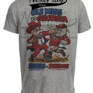 Ole Miss Rebels vs. Georgia Bulldogs Retro Rivalries Football Artwork Heather Gray Sublimated T-Shirt