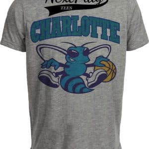 Charlotte Hornets Retro Basketball Promo 1987 Artwork Heather Gray Sublimated T-Shirt