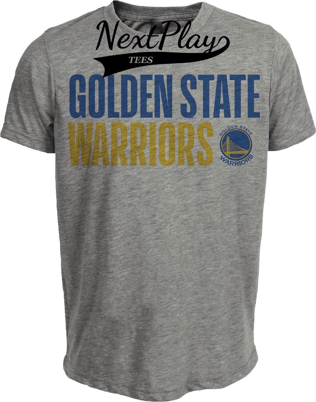 Golden State Warriors Retro Basketball 1992 Artwork Heather Gray Sublimated T-Shirt