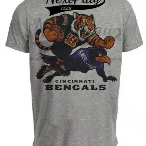 Cincinnati Bengals vs. Baltimore Ravens Retro Rivals Football Artwork Heather Gray Sublimated T-Shirt