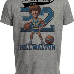 UCLA Bruins Bill Walton Exclusive Retro Basketball 1972 Artwork Heather Gray Sublimated T-Shirt