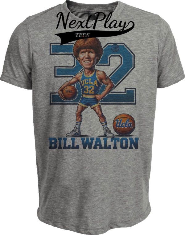 UCLA Bruins Bill Walton Exclusive Retro Basketball 1972 Artwork Heather Gray Sublimated T-Shirt