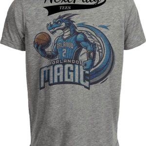 Orlando Magic Exclusive Retro Basketball Puff Mascot Artwork Heather Gray Sublimated T-Shirt