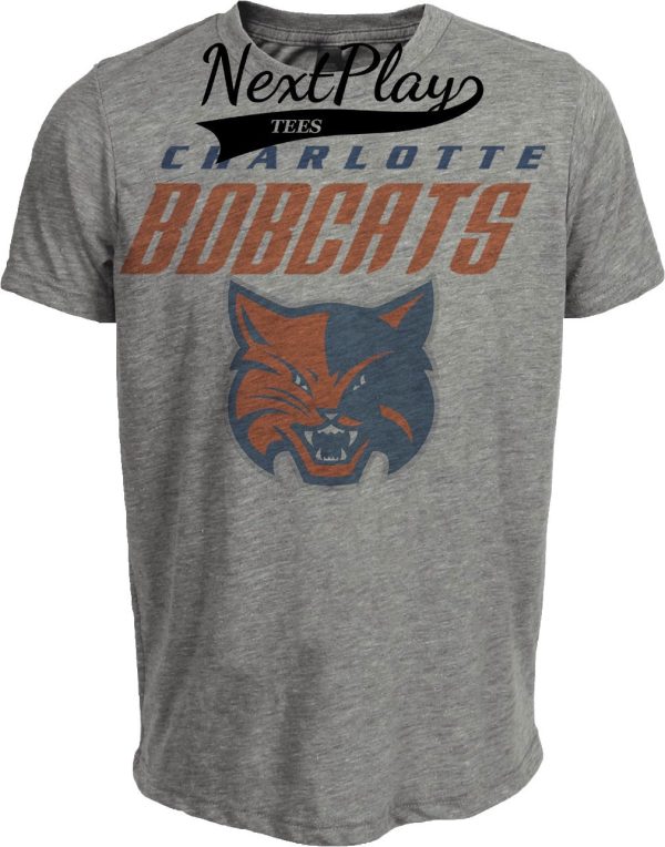 Charlotte Hornets Bobcats Retro Basketball 2004 Artwork Heather Gray Sublimated T-Shirt