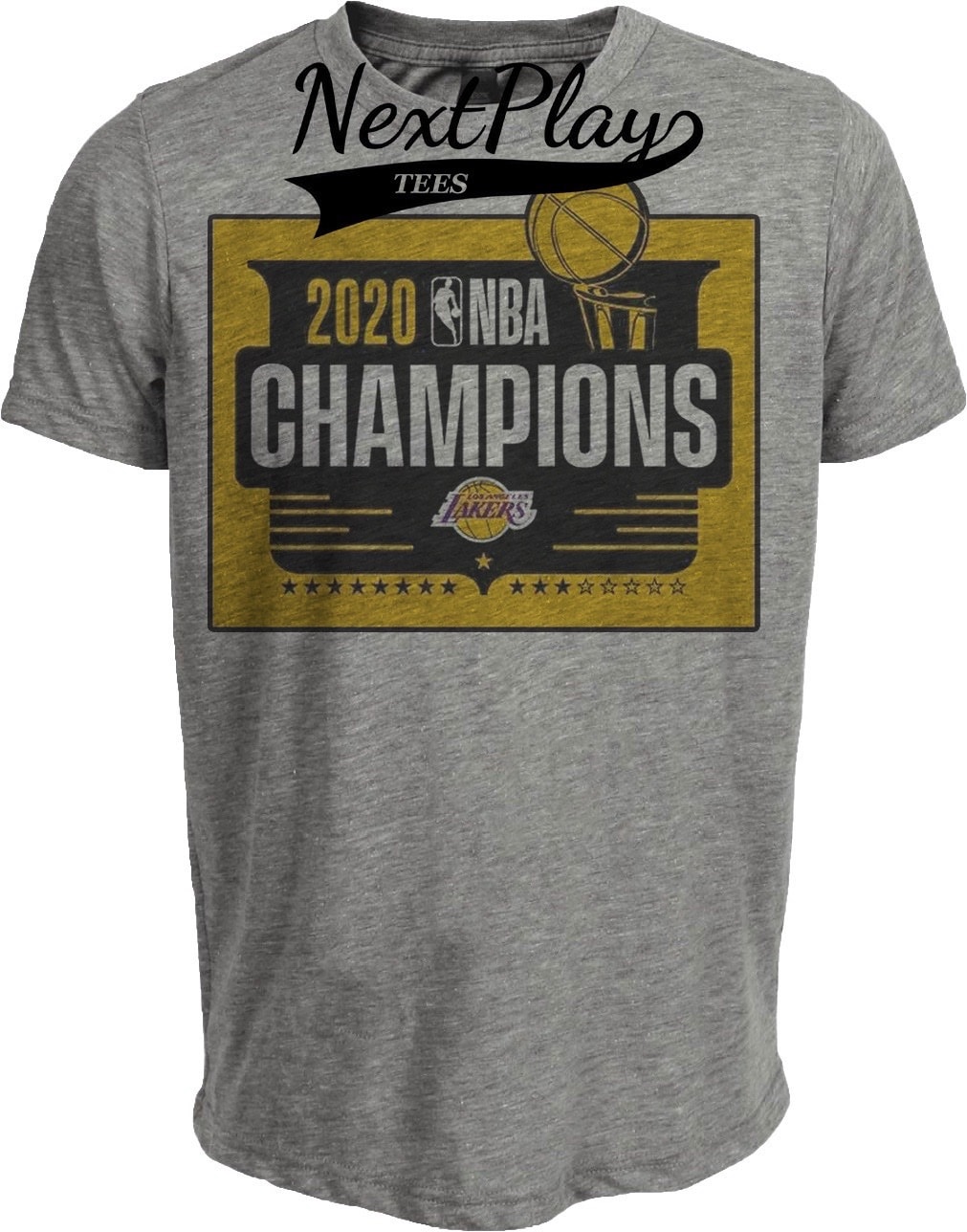 Los Angeles Lakers Retro Basketball Champs 2020 Artwork Heather Gray Sublimated T-Shirt
