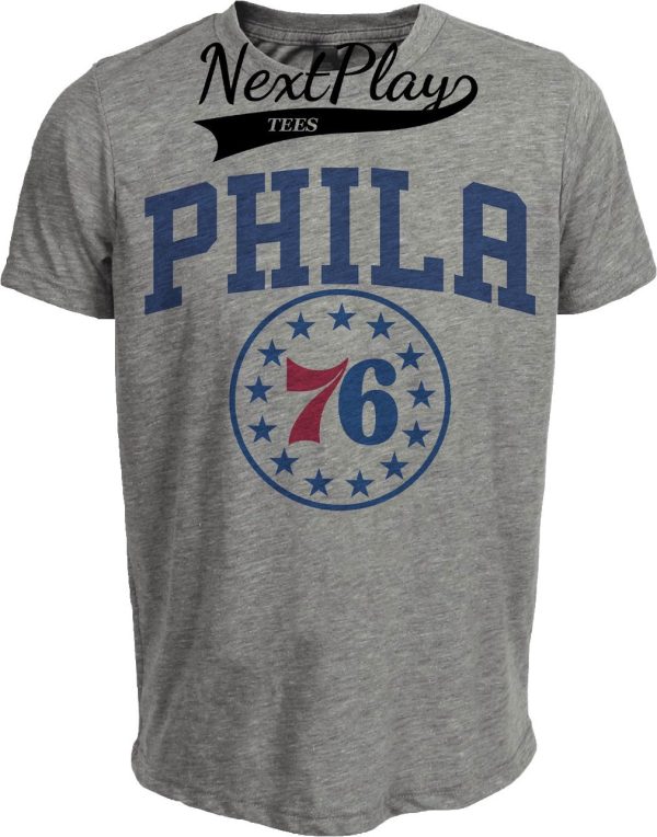 Philadelphia 76ers Retro Basketball 1986 Artwork Heather Gray Sublimated T-Shirt