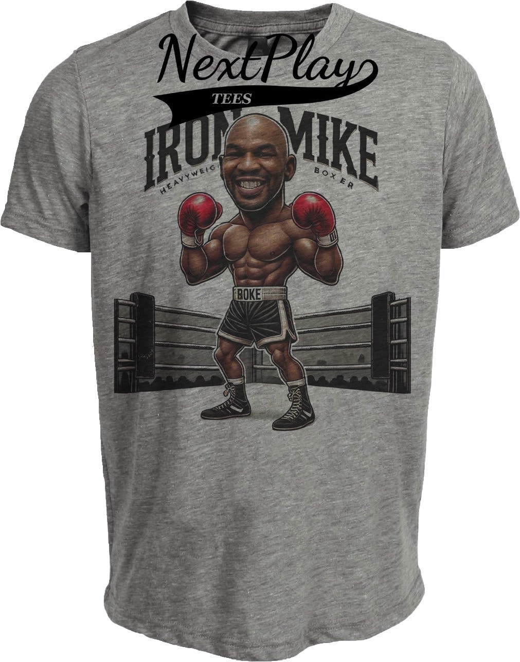 Iron Mike Tyson Exclusive Retro Boxing Artwork Heather Gray Sublimated T-Shirt